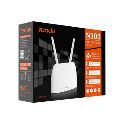 Маршрутизатор TENDA 4G06 N300, 4G/LTE, 1xFE LAN, 1xFE LAN/WAN, 1xRJ11, Cлот для SIM-карти Маршрутизатор TENDA 4G06 N300, 4G/LTE, 1xFE LAN, 1xFE LAN/WAN, 1xRJ11, Cлот для SIM-карти