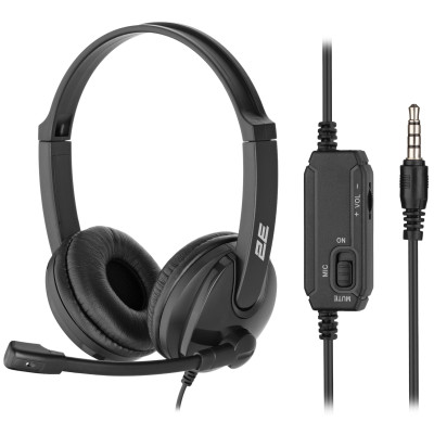 Гарнітура ПК стерео On-ear 2E CH12 mini-jack, omni-mic, 1.2м, чорний