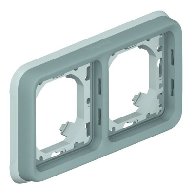 Супорт з рамкою для вбудованого монтажу Legrand Plexo, 2 пости, горизонтальна установка, сірий