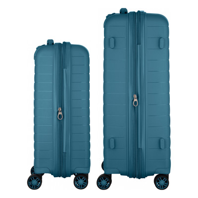 Набір валіз 2E, Aero, поліпропілен, (M+S), TSA, 4 колеса, EXP, синій