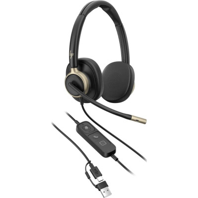 Гарнітура комп'ютерна стерео On-ear HP Poly Mission 825, USB-A, USB-C, 4 x Uni-mic, ANC, Beamforming, AI noise cancelling, Teams, Zoom, Google Meet, чорний Гарнітура комп'ютерна стерео On-ear HP Poly Mission 825, USB-A, USB-C, 4 x Uni-mic, ANC, Beamforming, AI noise cancelling, Teams, Zoom, Google Meet, чорний