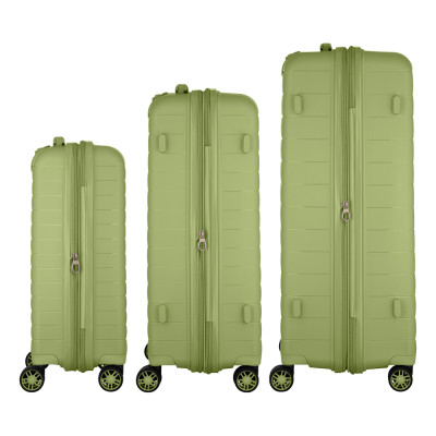 Набір валіз 2E, Aero, поліпропілен, (L+M+S), TSA, 4 колеса, EXP, оливково-зелений Набір валіз 2E, Aero, поліпропілен, (L+M+S), TSA, 4 колеса, EXP, оливково-зелений
