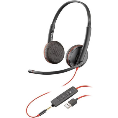 Гарнітура комп'ютерна стерео On-ear Poly Blackwire 3225 HS, USB-A, 3.5 мм, всеспрямований, чорний