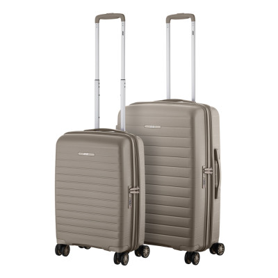 Набір валіз 2E, Aero, поліпропілен, (M+S), TSA, 4 колеса, EXP, сіро-коричневий Набір валіз 2E, Aero, поліпропілен, (M+S), TSA, 4 колеса, EXP, сіро-коричневий