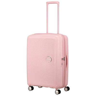 Валіза American Tourister, Soundbox, поліпропілен, середня, 67см, 71.5/81л, TSA, 4 колеса, EXP, пастельно-рожевий