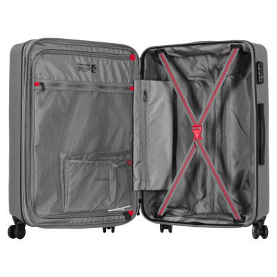 Валіза Wenger, Motion, полікарбонат, середня, 69см, 85/100л, TSA, 4 колеса, сірий