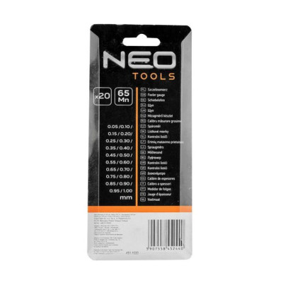Щупи вимірювальні Neo Tools, 0.05-1.0мм, набір 20шт