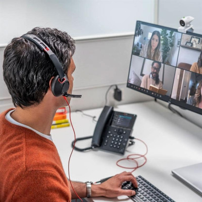 Гарнітура комп'ютерна моно On-ear Poly Blackwire 5210, USB-A, USB-C, 3.5 мм, всеспрямований, noise cancelling, чорний