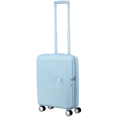 Валіза American Tourister, Soundbox, поліпропілен, мала, 55см, 35.5/41л, TSA, 4 колеса, EXP, пастельно-блакитний