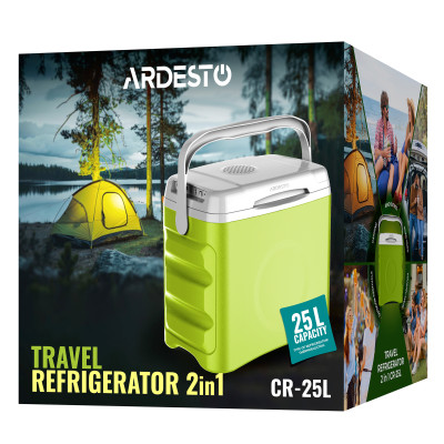 Холодильник дорожній ARDESTO, 2в1, 25л, 220/12В, підігрів 55°C, охолодження 18-20°C, USB-порт, 4.8кг, салатовий Холодильник дорожній ARDESTO, 2в1, 25л, 220/12В, підігрів 55°C, охолодження 18-20°C, USB-порт, 4.8кг, салатовий