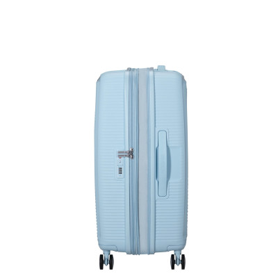 Валіза American Tourister, Soundbox, поліпропілен, середня, 67см, 71.5/81л, TSA, 4 колеса, EXP, пастельно-блакитний