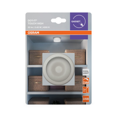 Cвітильник нічник з акумулятором OSRAM DOT-IT TOUCH SLIM 0.45Вт 4000К 30Лм 500мА•год димується USB-A > microUSB білий Cвітильник нічник з акумулятором OSRAM DOT-IT TOUCH SLIM 0.45Вт 4000К 30Лм 500мА•год димується USB-A > microUSB білий