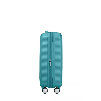 Валіза American Tourister, Soundbox, поліпропілен, мала, 55см, 35.5/41л, TSA, 4 колеса, EXP, бірюзовий