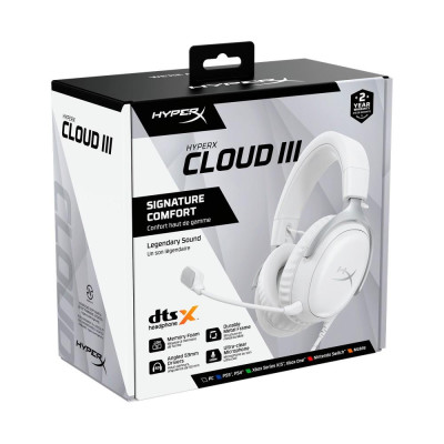 Гарнітура ігрова HyperX Cloud III, mini-jack/USB-A/USB-C, 1.2м/1.3м, білий Гарнітура ігрова HyperX Cloud III, mini-jack/USB-A/USB-C, 1.2м/1.3м, білий