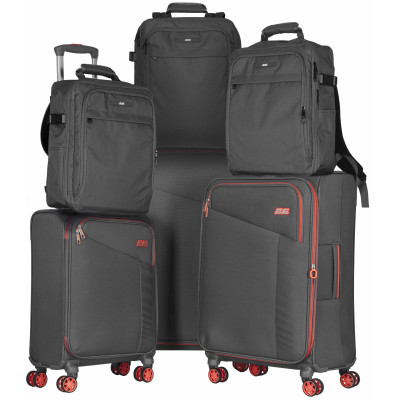 Набір валіз 2E, Trek, (L+M+S), TSA, 4 колеса, + 3 рюкзаки Cabin (2E-BPET-CABIN-GR), поліестр, сірий