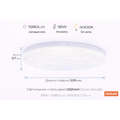 Світильник накладний OSRAM CEILING ROUND 18Вт 4000K 1140Лм