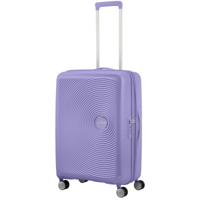 Валіза American Tourister, Soundbox, поліпропілен, середня, 67см, 71.5/81л, TSA, 4 колеса, EXP, лавандовий
