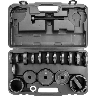 Набір інструментів для встановлення та зняття підшипників іВтулок Neo Tools, 22шт, 50-55-60-64-67-70-72-74-75-78-82-84-88мм кейс, 8.96кг