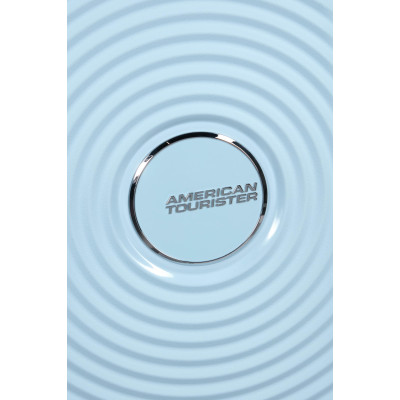 Валіза American Tourister, Soundbox, поліпропілен, середня, 67см, 71.5/81л, TSA, 4 колеса, EXP, пастельно-блакитний