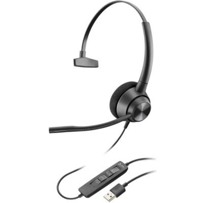 Гарнітура комп'ютерна моно On-ear Poly EncorePro 310, USB-A, всеспрямований, noise cancelling, чорний