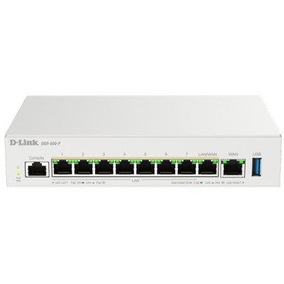 Мультисервiсний Маршрутизатор D-Link DBR-600-P, 7x2.5GE LAN PoE, 1x2.5GE LAN/WAN PoE, 1x2.5GE WAN, 1xUSB 3.0, 120Вт