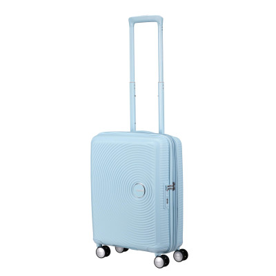 Валіза American Tourister, Soundbox, поліпропілен, мала, 55см, 35.5/41л, TSA, 4 колеса, EXP, пастельно-блакитний