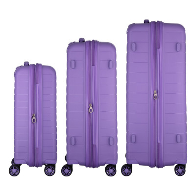 Набір валіз 2E, Aero, поліпропілен, (L+M+S), TSA, 4 колеса, EXP, лавандовий Набір валіз 2E, Aero, поліпропілен, (L+M+S), TSA, 4 колеса, EXP, лавандовий