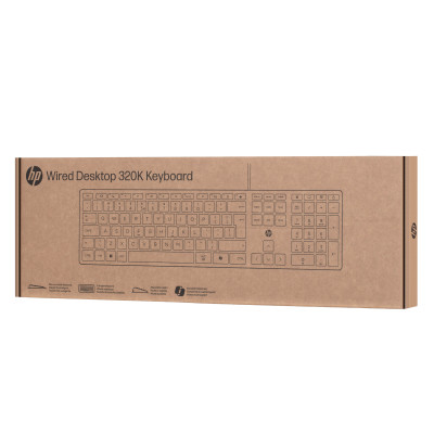 Клавіатура мембранна HP 320K, 109key, USB-A, EN/UK, чорний Клавіатура мембранна HP 320K, 109key, USB-A, EN/UK, чорний