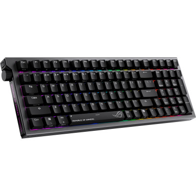 Клавіатура механічна ASUS ROG Strix Morph 96, 99key, NX Snow V2, USB-A/WL/BT, EN/UK, RGB, чорний