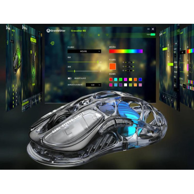 Миша GravaStar Mercury M2, BT/WL/USB-A, RGB, чорно-прозорий Миша GravaStar Mercury M2, BT/WL/USB-A, RGB, чорно-прозорий