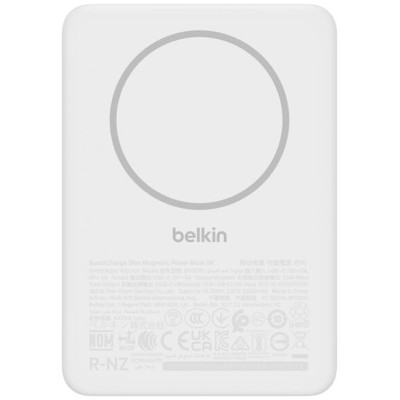 Аккумулятор портативный литий-ионный Power Bank Belkin 5000мА·ч, Slim Magnetic, белый