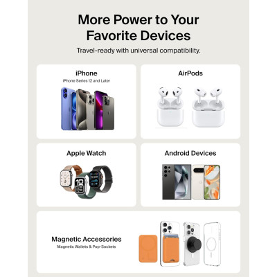 Акумулятор портативний літій-іонний Power Bank Belkin 5000мА·год, 15Вт/Qi2 7.5Вт, Slim Magnetic Ring, пісочний