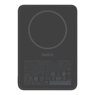 Акумулятор портативний літій-іонний Power Bank Belkin 10000мА·год, 15Вт, Slim Magnetic, чорний Акумулятор портативний літій-іонний Power Bank Belkin 10000мА·год, 15Вт, Slim Magnetic, чорний