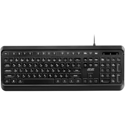 Клавіатура мембранна 2E KS120 104key, USB-A, EN/UK, White LED, чорний