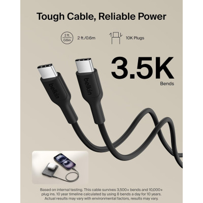 Акумулятор портативний літій-іонний Power Bank Belkin 5000мА·год, 15Вт/Qi2 7.5Вт, Slim Magnetic Ring, чорний