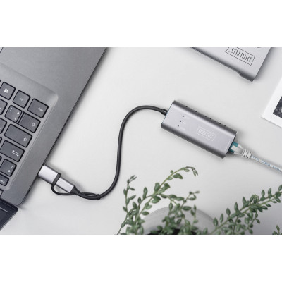Адаптер DIGITUS USB-C/USB 3.0 - 2.5 Gbps Ethernet Адаптер DIGITUS USB-C/USB 3.0 - 2.5 Gbps Ethernet