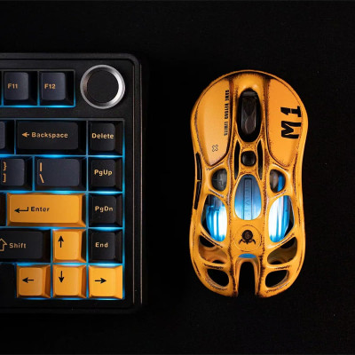 Миша GravaStar Mercury M1 Pro, magnesium alloy body, BT/WL/USB-A, RGB, Battle-Worn Yellow