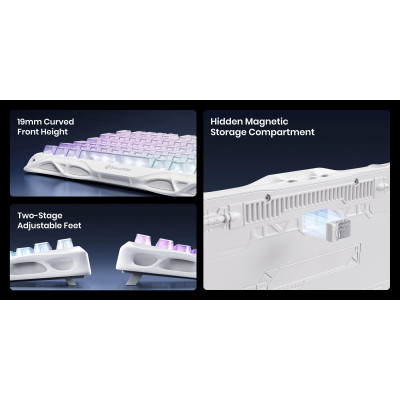 Клавіатура механічна GravaStar Mercury K1 Lite 80keys, GravaStar x BSUN Grey, BT/WL/USB, RGB, Crystal Aurora