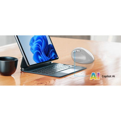 Миша Genius Ergo 8350S, Silent, AI, WL/BT, біло-сірий