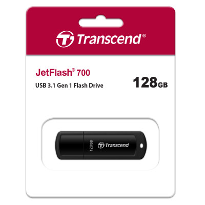 Накопичувач Transcend 128GB USB 3.1 Type-A JetFlash 700 Чорний Накопичувач Transcend 128GB USB 3.1 Type-A JetFlash 700 Чорний