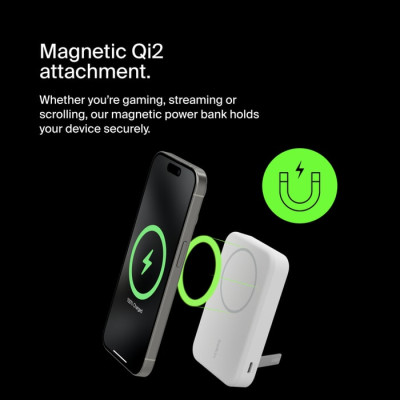 Акумулятор портативний літій-іонний Power Bank Belkin 10000мА·год, 15Вт, Magnetic Qi2, білий Акумулятор портативний літій-іонний Power Bank Belkin 10000мА·год, 15Вт, Magnetic Qi2, білий