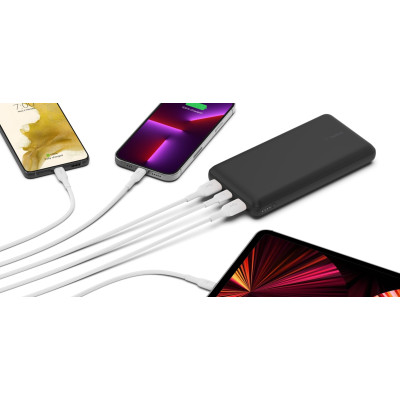 Акумулятор портативний літій-іонний Power Bank Belkin 20000мА·год, 15Вт, 2хUSB-A/USB-C, чорний Акумулятор портативний літій-іонний Power Bank Belkin 20000мА·год, 15Вт, 2хUSB-A/USB-C, чорний