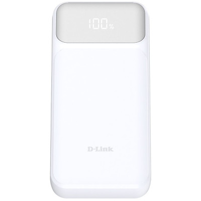 Акумулятор портативний літій-іонний Power Bank D-Link 20000мА*год, 65Вт PD 3.0, QC 3.0, 2xUSB-C, 1xUSB-A з дисплеєм, білий Акумулятор портативний літій-іонний Power Bank D-Link 20000мА*год, 65Вт PD 3.0, QC 3.0, 2xUSB-C, 1xUSB-A з дисплеєм, білий