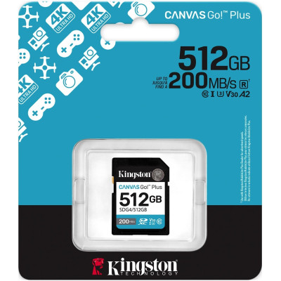 Карта пам'яті Kingston SD  512GB C10 UHS-I U3 V30 R200/W160MB/s