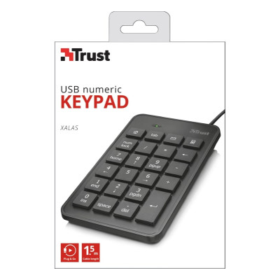 Клавіатура мембрана Trust Xalas USB-A Numeric Keypad 23Key, USB-A, чорний Клавіатура мембрана Trust Xalas USB-A Numeric Keypad 23Key, USB-A, чорний