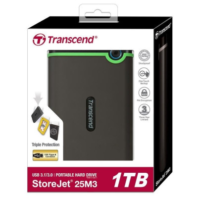 Портативний жорсткий диск Transcend 2TB USB 3.1 StoreJet 25M3 Сірий