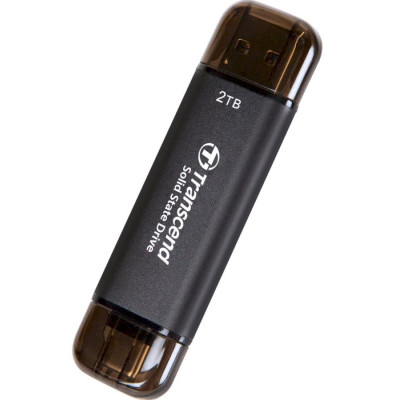 Портативний SSD Transcend 2TB USB 3.1 Gen 2 Type-A + Type-C ESD310 Чорний