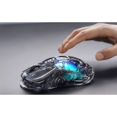 Миша GravaStar Mercury M2, BT/WL/USB-A, RGB, чорно-прозорий Миша GravaStar Mercury M2, BT/WL/USB-A, RGB, чорно-прозорий