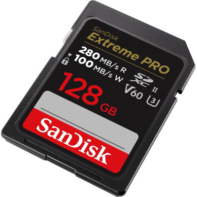 Карта пам'яті SanDisk SD 128GB C10 UHS-II U3 R280/W100MB/s Extreme Pro V60 Карта пам'яті SanDisk SD 128GB C10 UHS-II U3 R280/W100MB/s Extreme Pro V60