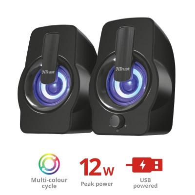 Акустична система Trust Gemi 2.0, USB/AUX, RGB, чорний Акустична система Trust Gemi 2.0, USB/AUX, RGB, чорний